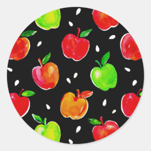 Vibraning Watercolor Apples Muster Runder Aufkleber