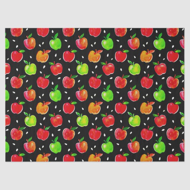 Vibraning Watercolor Apples Muster Seidenpapier (Vorderseite)