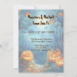 Vibranly Blue Pumpkin Halloween Einladung