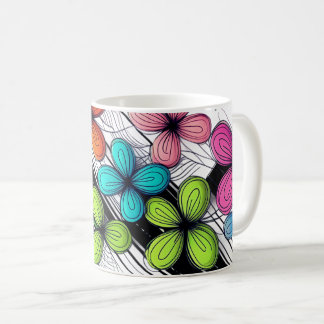 Vibranly Doodle floral Art - Farbenfrohe Mode Kaffeetasse