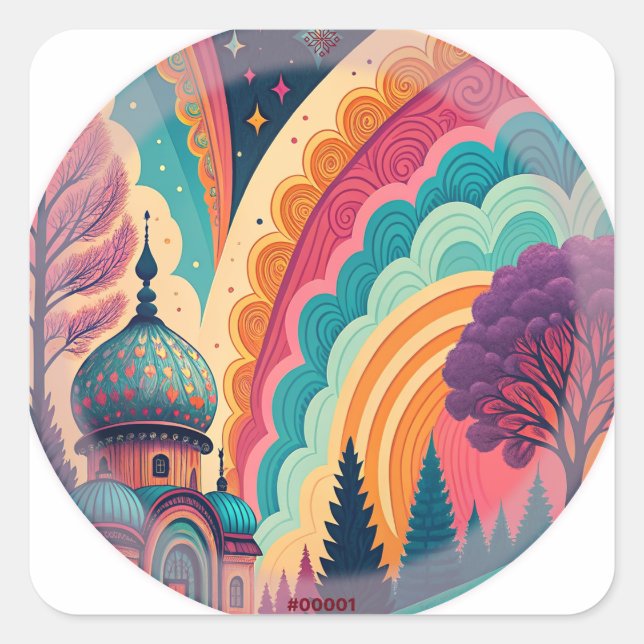 Vibranly Fantasy Mosque Circle Sticker - Anpassen (Vorderseite)