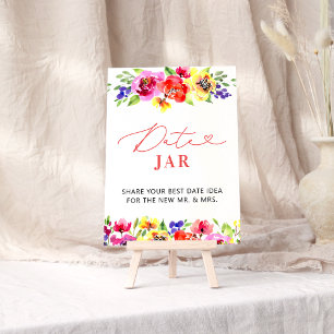 Vibranly Floral Date Jar Bridal Game Poster