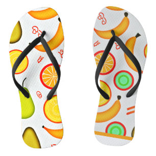 Vibranly Fruity Kaleidoscope Pattern Flip Flops