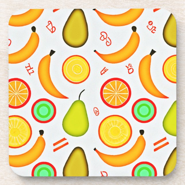 Vibranly Fruity Kaleidoscope Pattern Getränkeuntersetzer (Vorderseite)