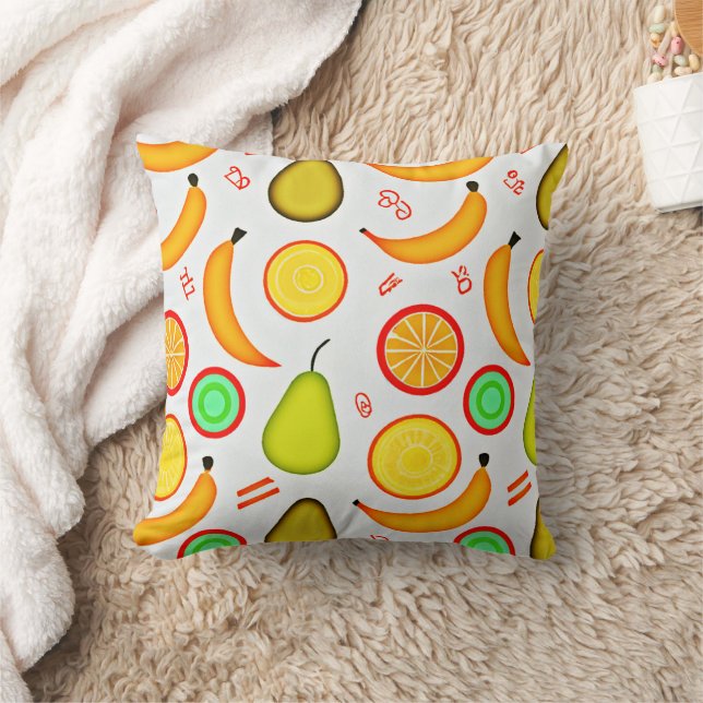 Vibranly Fruity Kaleidoscope Pattern Kissen (Decke)