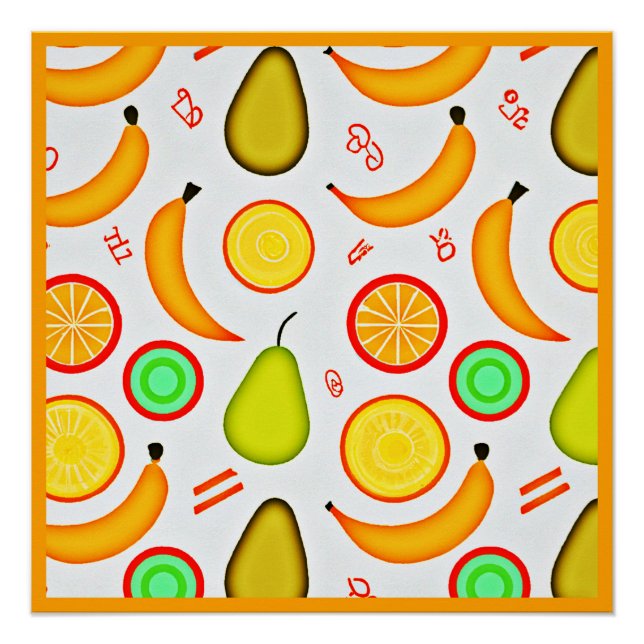 Vibranly Fruity Kaleidoscope Pattern Poster (Vorderseite)