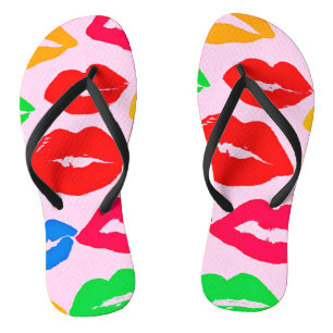Vibranly Kissed by Colors Pattern Flip Flops