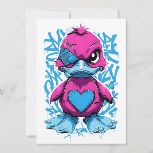 Vibranly Pink Graffiti Duck Einladung