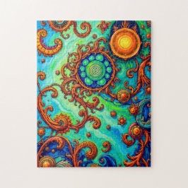 Vibranly Psychedelic Ocean Art - Abstrakte Wellen  Puzzle
