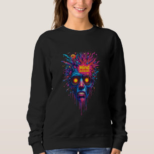 Vibranly Psychedelic Trippy Face Mind Meltdown Sur Sweatshirt