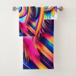 Vibranly Rainbow Eye Artwork Badhandtuch Set