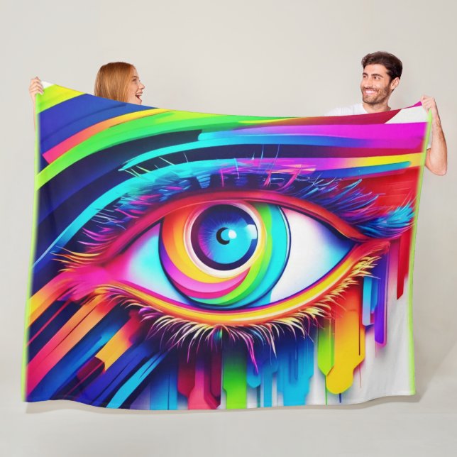 Vibranly Rainbow Eye Artwork Fleecedecke (Beispiel)