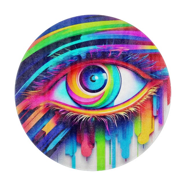 Vibranly Rainbow Eye Artwork Schneidebrett (Vorderseite)