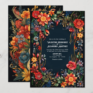 Vibranly Watercolor Floral Fiesta Wedding Einladung