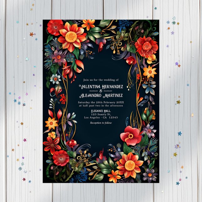 Vibranly Watercolor Floral Fiesta Wedding Einladung (Vibrant Watercolor Floral Fiesta Wedding Invitation)