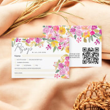 Vibranly Watercolor Floral Script Wedding QR UAWG