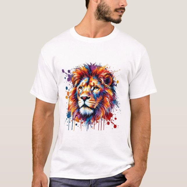 Vibranly Watercolor Lion T-Shirt (Vorderseite)