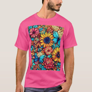 Vibrannende Blütendoodle-Explosion T-Shirt