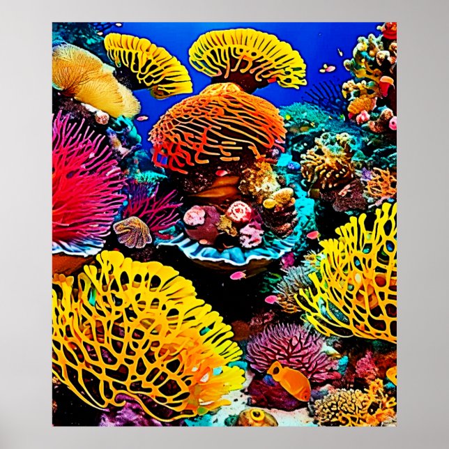 Vibrannendes Design des tropischen Korallengarten Poster (Vorne)