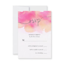 Vibranning Dreams Wedding RSVP Card / Pink & Peach
