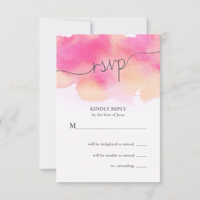 Vibranning Dreams Wedding RSVP Card / Pink & Peach (Vorderseite)