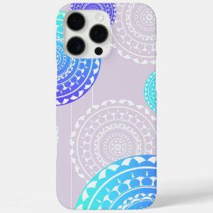 Vibrannt Aqua Blue Random Mandala auf Pink iPhone 16 Pro Max Hülle