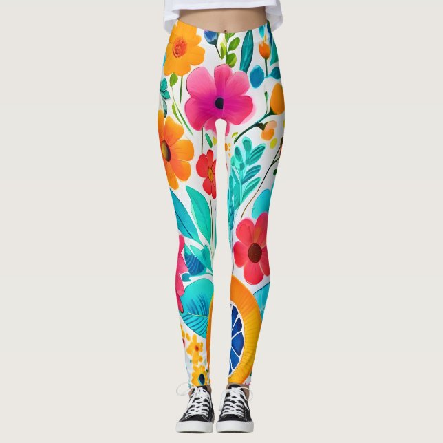Vibrannt floral Fiesta Leggings (Vorderseite)