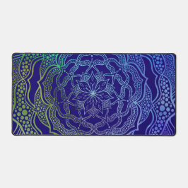 Vibrannt Mandala Boho Chic Elegant Navy Blue Green Schreibtischunterlage