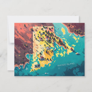 Vibrannt Rhode Island - Küste Karte