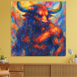 Vibrannt Watercolor Minotaur Leinwanddruck