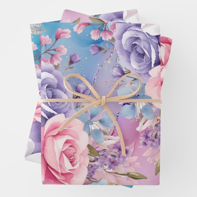 Vibrannte Aqua & Pink Aqua & Pink Geschenkpapier Set (Beispiel)