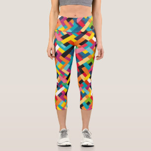 Vibrannte Farben Basketweave Muster Capri Leggings