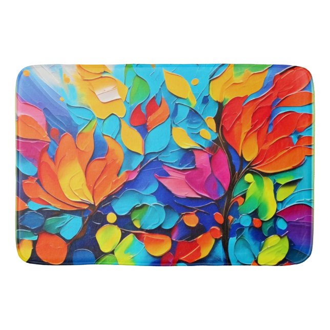 Vibranntes Blumenmotiv Badematte (Vorderseite)