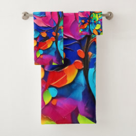 Vibranntes Blumenmotiv Badhandtuch Set