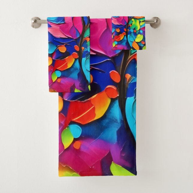 Vibranntes Blumenmotiv Badhandtuch Set (Insitu)