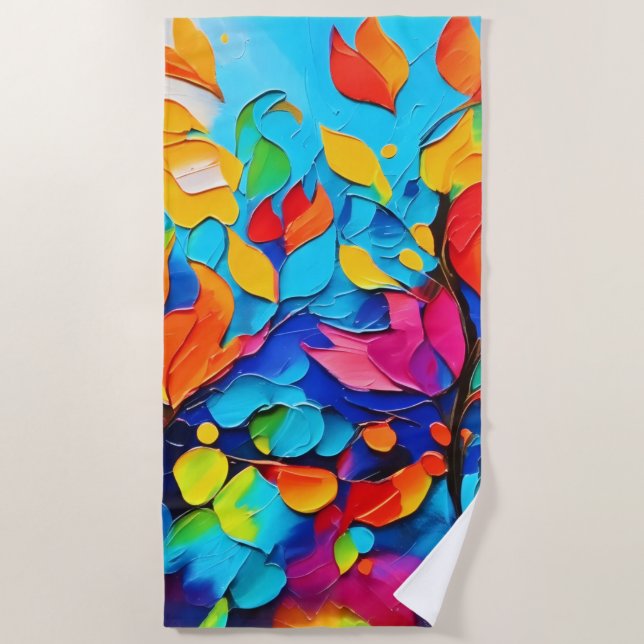 Vibranntes Blumenmotiv Strandtuch (Vorderseite)
