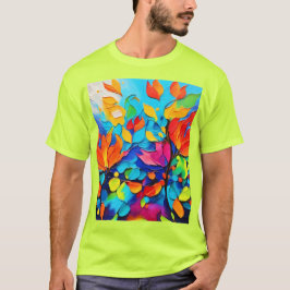 Vibranntes Blumenmotiv T-Shirt