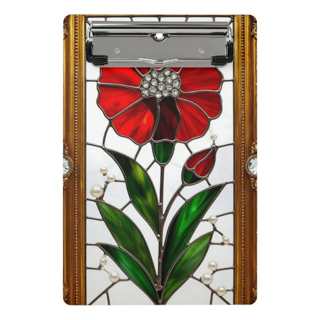 Vibranntes, festes Glasfeld einer roten Blume Mini Klemmbrett (Vorderseite)