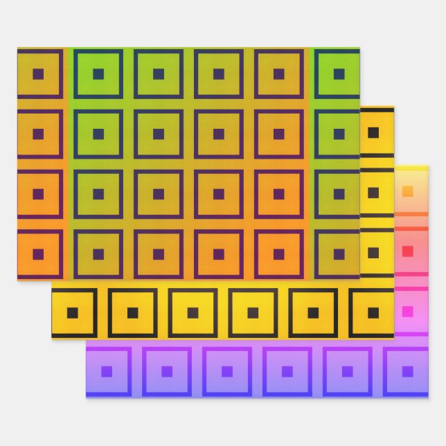 Vibranntes MulticoWrapping Paper Flat Sheet Set 3 Geschenkpapier Set (Set)