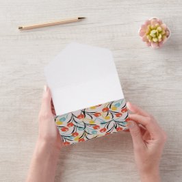 Vibranntes Tulip Muster Blumendesign auf Weiß All In One Einladung