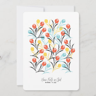 Vibranntes Tulip Muster Blumendesign auf Weiß Einladung