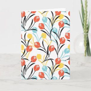 Vibranntes Tulip Muster Blumendesign auf Weiß Karte