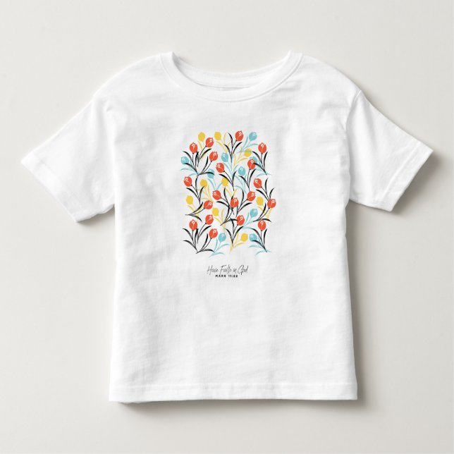 Vibranntes Tulip Muster Blumendesign auf Weiß Kleinkind T-shirt (Vorderseite)