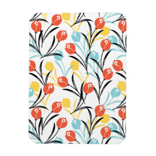 Vibranntes Tulip Muster Blumendesign auf Weiß Magnet