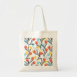 Vibranntes Tulip Muster Blumendesign auf Weiß Tragetasche