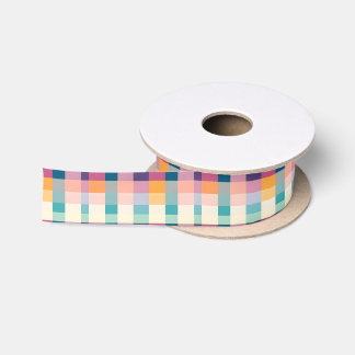 Vibranric Geometric Kariert Satin Ribbon Satinband