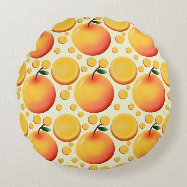 Vibrant 3D Glossy Orange and Mandarin fruit  Rundes Kissen (Vorderseite)