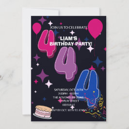 Vibrant 4th Birthday | Pink Blue Confetti Einladung