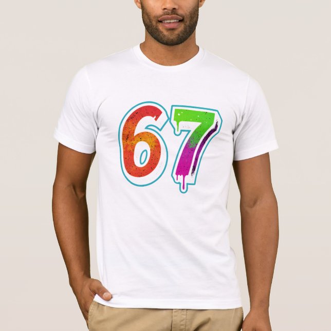  Vibrant 67 Art – Hand-Painted Number Design  T-Shirt (Vorderseite)