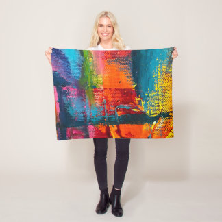 Vibrant Abstract Acrylic Art Throw Blanket Fleecedecke